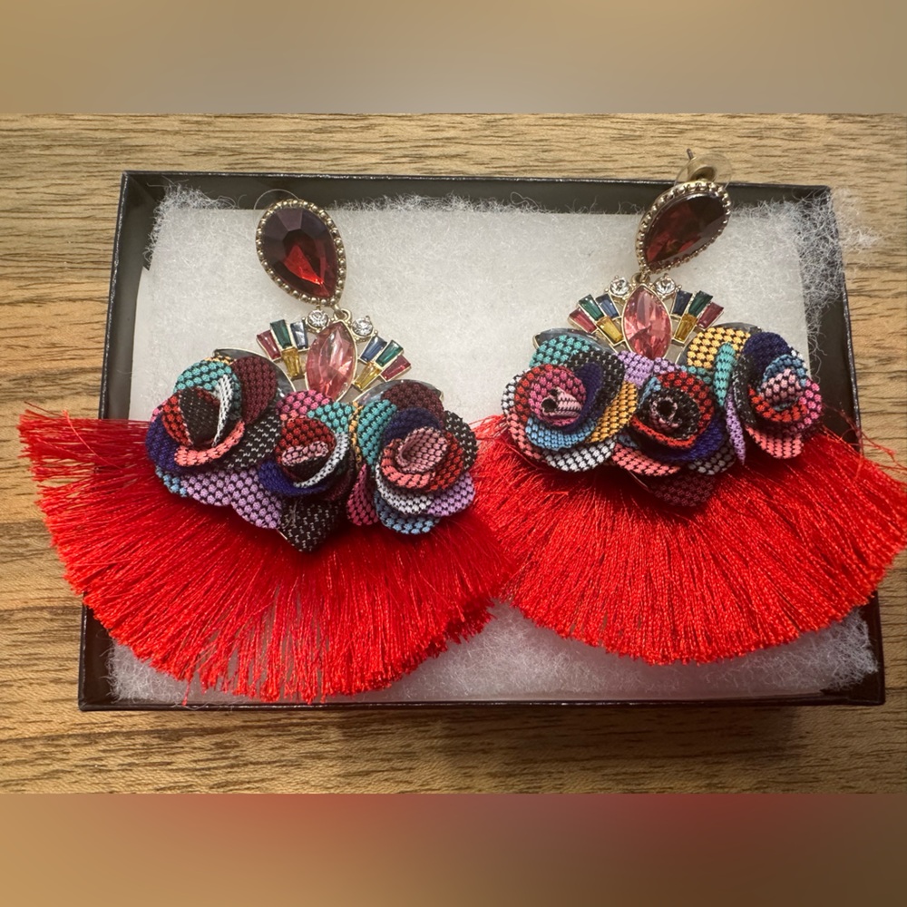 Colorful Beaded Fringe Earrings